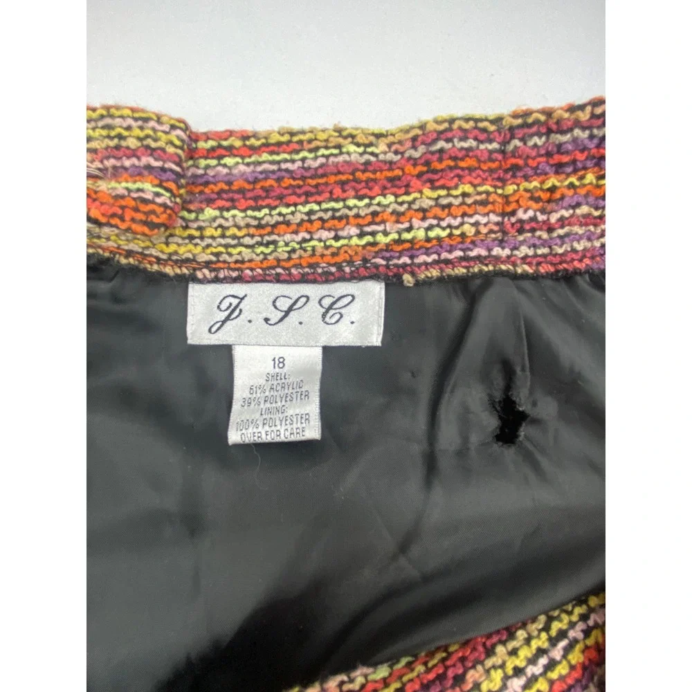 J.P.C. Women's Size 18 Colorful Striped Knit Ruffle Hem Skirt Purple Orange Pink